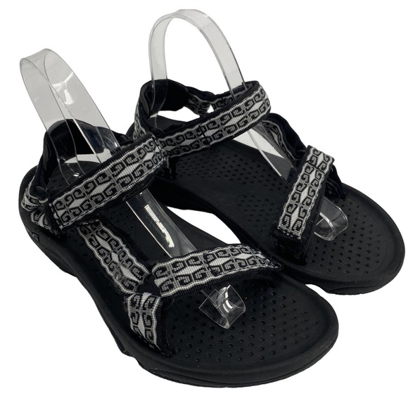 @Tab Shoes - Teva Womens 7 Hurricane 3 Outdoor Black White Hiking Sport Water strappy sandals